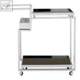Modern chrome-finished novo 3 tier trolley with sleek glass shelves and a silver finish frame design