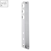 Chrome finished metal rack bracket with circular holes for secure mounting on silver vertical wine rack novo 6 bottle