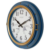 Blue and gold 16 inch garden clocks outdoor waterproof with white face temperature and humidity dials for patio decor