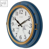 Blue and gold 16 inch garden clocks outdoor waterproof with white face temperature and humidity dials for patio decor