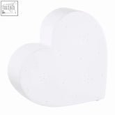 White heart-shaped ceramic night light with matte finish and subtle dot patterns perfect for kids room lighting
