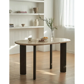 O’Malley Oval Dining Table Travertin & Solid Wood - Dining table