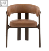 Brown leather onda dining chair with sleek modern design and dark wooden frame perfect for dining rooms