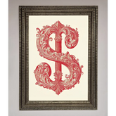 Ornate Dollar Cash Art Framed Print - A3 (29.7 x 42 cm) / Ornate Silver - Framed Print