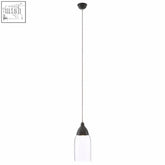 Oslo grey glass and iron pendant light with sleek black and clear glass minimalist iron pendant design