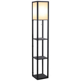 HOMCOM 3-Tier Floor Lamp, Floor Light with Storage Shelf, Reading Standing Lamp for Living Room, Bedroom, Kitchen, Dining Room, Office, Dorm, 160cm, Black