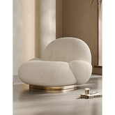 Pacha Swivel Boucle Armchair With Armrest White - With Armrests