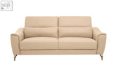 Beige stone leather two-seater sofa with sleek metal legs from the padua 3 seat stone leather sofa collection