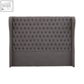 Gray tufted fabric parkside grey super king-size headboard with a classic elegant design for a stylish bedroom