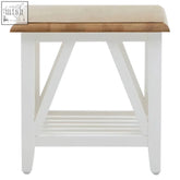 White wooden end table with light brown oak top and slatted shelf parkside natural oak side table