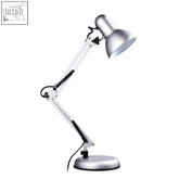 Silver grey payton studio desk lamp with articulated arms and adjustable head in metallic finish