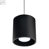 Black cylindrical pendant lamp aluminum orbis with matte finish and integrated led bulb in modern design gu10 style