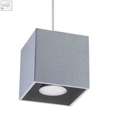 Gray textured aluminum pendant lamp with recessed circular light bulb for modern gu10 lighting design