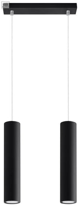 Black cylindrical pendant lamp lagos 2 with sleek modern matte finish and led gu10 light bulb for loft design