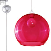 Vibrant red glass ball minimalistic pendant lamp steel with chrome ceiling fixture perfect for modern lighting