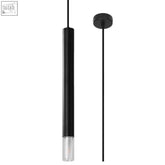 Black cylindrical pendant lamp steel with clear glass base modern glass wezyr modern design g9 light fixture