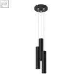 Modern black steel pendant lamp with three rods and gu10 light bulb for sleek minimalist lighting design