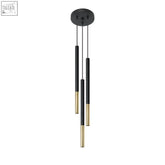 Black and gold steel cylindrical pendant lamp with modern minimalist design using g9 light bulb for ceiling lighting