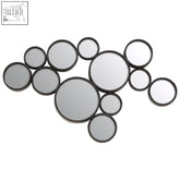 A persephone large black multi circles wall mirror with scattered black framed circular mirrors for modern decor