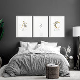First year of marriage anniversary gift | set of 3 wall art prints