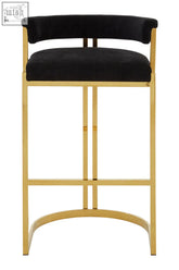 Piermount black velvet and gold bar stool with sleek gold metal frame perfect as a stylish gold bar seating