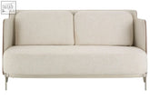 Piermount ivory two seater sofa with beige white fabric upholstery and sleek metal legs for modern living spaces