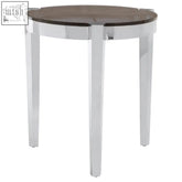 Piermount round end table with chrome finish and dark brown circular glass top perfect as a stylish round end table