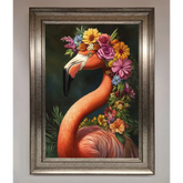 Pink Flamingo Floral Framed Poster - A3 (29.7 x 42 cm) / Silver - Framed Print