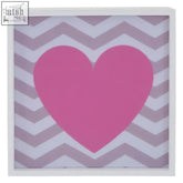 Pink heart led light box with chevron pattern background framed in white perfect for wall decor