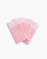 Pink and white cotton hand blocked napkins set of 4 with delicate leaf pattern perfect for everyday use
