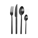 Pintinox duke satin black matte stainless steel cutlery set with fork knife and two spoons in sleek modern design
