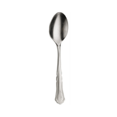 A sleek polished stainless steel pintinox settecento coffee spoon with a curved handle and stone washed finish