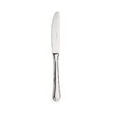Silver-finished pintinox settecento table knife with mirror polish and ornate embossed handle design