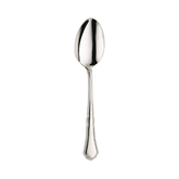 A sleek silver pintinox settecento table spoon with mirror polish and ornate scalloped handle detailing