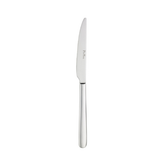 A sleek stainless steel pintinox sky satin table knife with minimalist design and panthère engraving near blade base