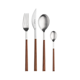 Modern stainless steel pintinox sushi mahogany cutlery set with warm brown wooden handles and minimalist design