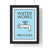 BLue Water Works Poster | Funny Bathroom Monopoly-Inspired Wall Art