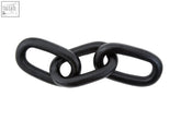 Black aluminium chain sculpture with matte finish and smooth rounded oval links in large prato design