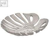 Prato monstera large silver finish leaf dish with textured cast-metal design perfect as a stylish leaf dish