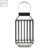 Black small lantern with clear glass panels and curved handle preston small lantern perfect for cozy lighting