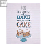 A pretty things bake wall plaque featuring a charming cake slice in soft beige white with pink on a blue pedestal