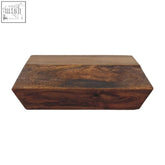 Rectangular wooden cutting board with rich brown tones and natural mango wood finish by prisma wall mounted unit