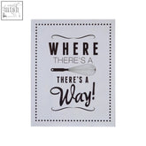 Black and white whisk wall plaque on grey mdf with pun and games motivational kitchen design