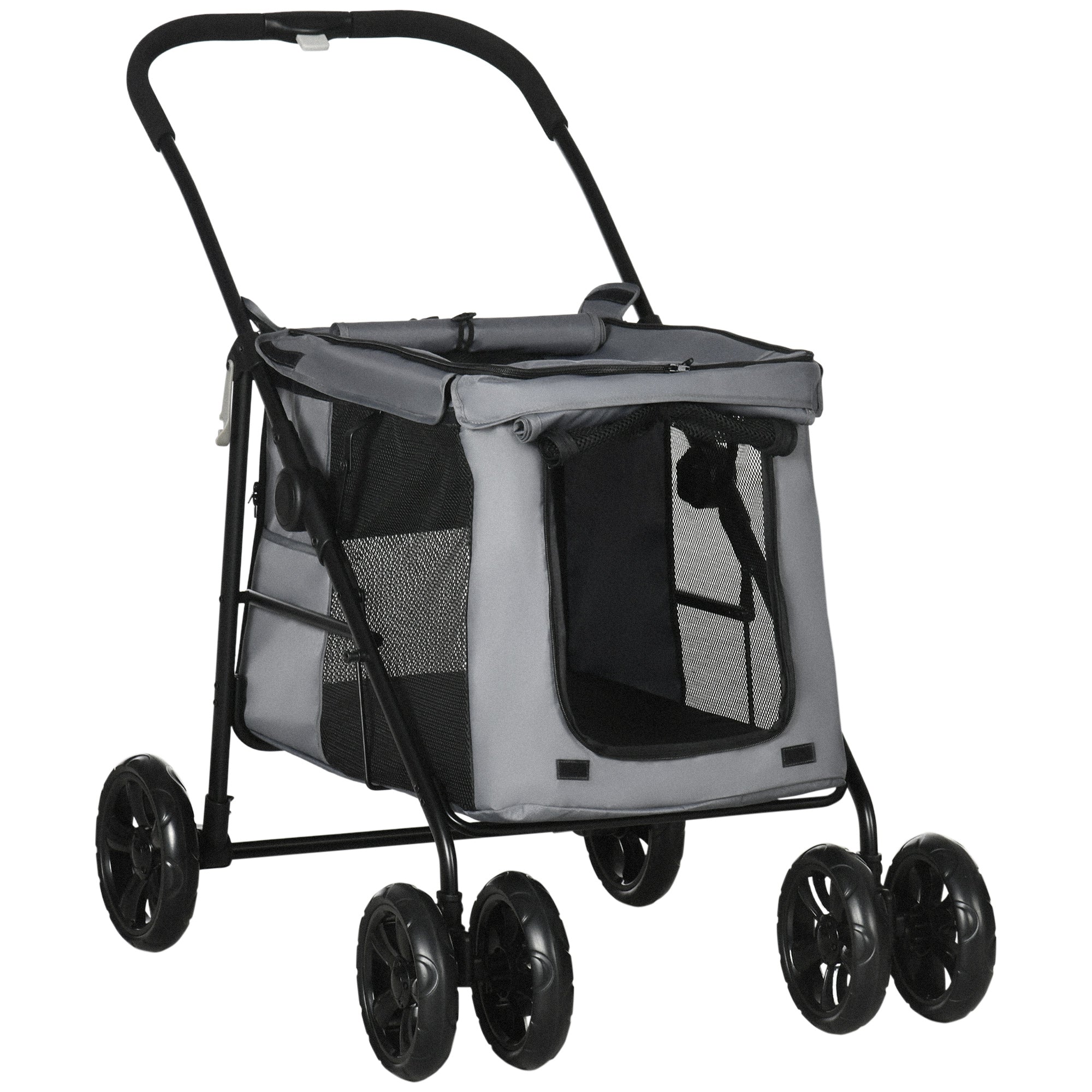 pawhut dog stroller PawHut Dog Pram Dog Stroller 4 Wheels Pet Pushchair with Rolling Door, –  Wish Interiors