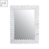 Rabia wall mirror rectangular wall mirror with shimmering faceted white frame resembling stacked glass pieces