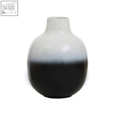 Ramus small black and white ombre vase with a sleek ceramic body and smooth gradient from speckled white to black