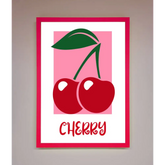Red Cherries Modern Framed Poster - B0 (100 x 141 cm) / Neon Pink - Framed Print