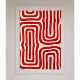 Red Waves Abstract Art Framed Poster - A3 (29.7 x 42 cm) / White - Framed Print