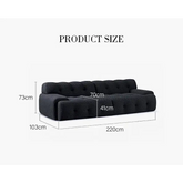 Reese Two Seater Sofa Three Seater Sofa Four Seater Sofa 3D Knitted Fabric - 220cm / Black - sofa