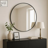 Black metal circle mirror rei 70cm with sleek minimalist frame perfect for modern decor